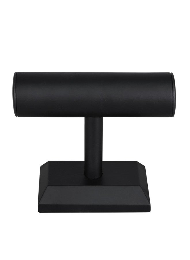 MOOCA 2 Pcs Black Deluxe PU Faux Leather Jewelry Holder Organizer, Wooden Bracelet Holder Stand, T-Bar Display Stand, Jewelry Organizer Stand for Bracelets, Bangles, and Watches - Image 5